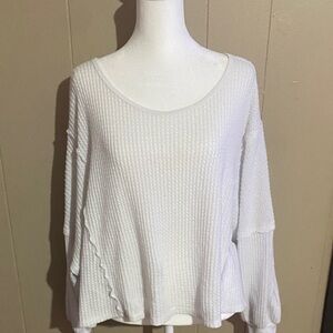 We The Free White Textured Long Sleeve Top